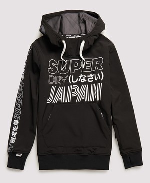 Superdry Snow Tech Hoodie Női Kapucnis Pulóver Fekete | BRLFZ6492